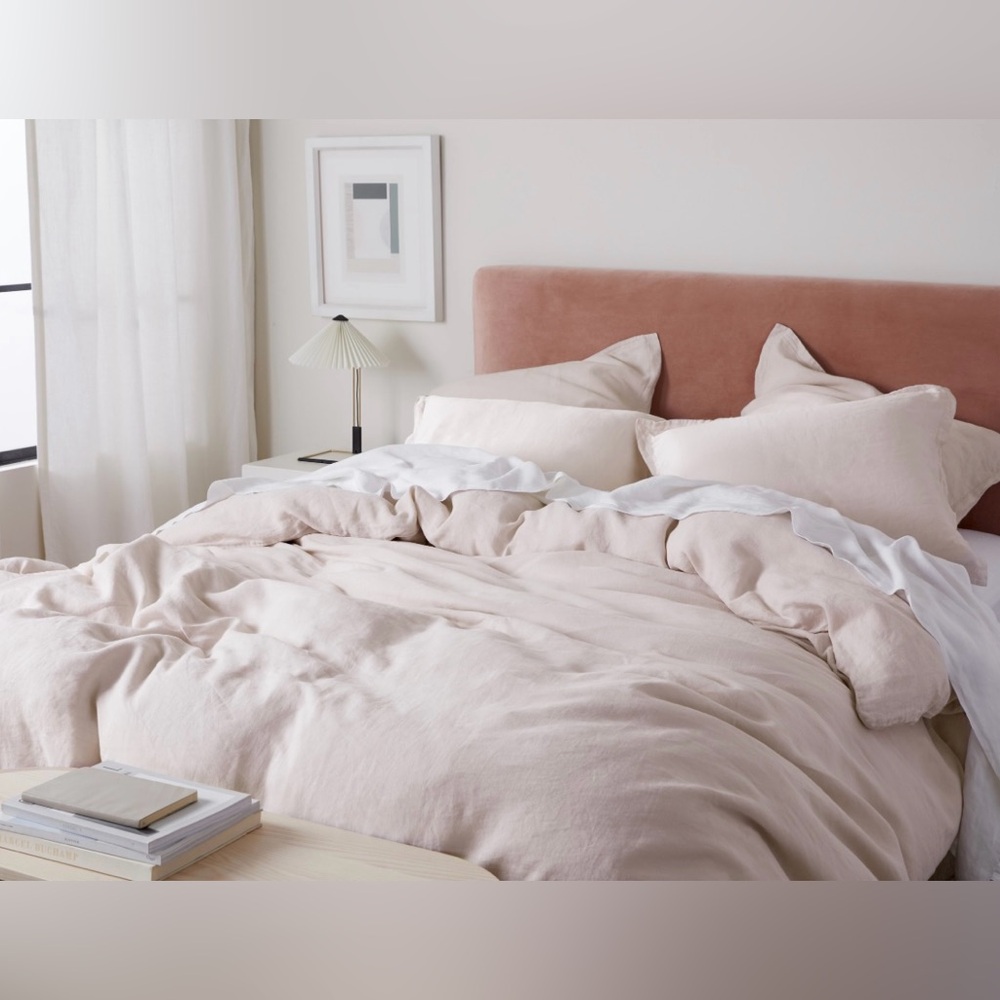 Parachute Linen Duvet Cover, Euro Shams & Pillowcases Set in Blush